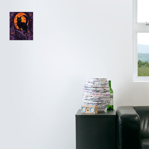 Haunted House Halloween Black Cat by BirdsnStuff